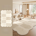 Tapete grande e grosso de pelúcia para decoração de quarto em estilo creme, ideal para estudo e sala de estar. Tapete macio e felpudo com formato irregular para sala de estar.