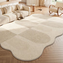 Tapete grande e grosso de pelúcia para decoração de quarto em estilo creme, ideal para estudo e sala de estar. Tapete macio e felpudo com formato irregular para sala de estar.