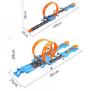 Pista de corrida de carros acrobáticos com rodas duplas, brinquedo educativo e interativo para crianças. Kit de trilhos para montar, ideal para meninos.