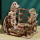 Quebra-cabeça 3D de madeira com pistas de bolinhas de gude, brinquedo mecânico para montar, brinquedo educativo STEAM, kit de construção de modelos para crianças e adultos.