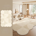 Tapete grande e grosso de pelúcia para decoração de quarto em estilo creme, ideal para estudo e sala de estar. Tapete macio e felpudo com formato irregular para sala de estar.