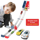 Pista de corrida de carros acrobáticos com rodas duplas, brinquedo educativo e interativo para crianças. Kit de trilhos para montar, ideal para meninos.