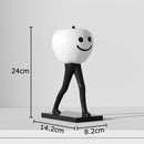 Esculturas Decorativas Frutas Listradas – Maçã e Abacaxi em Resina Minimalista Preto e Branco