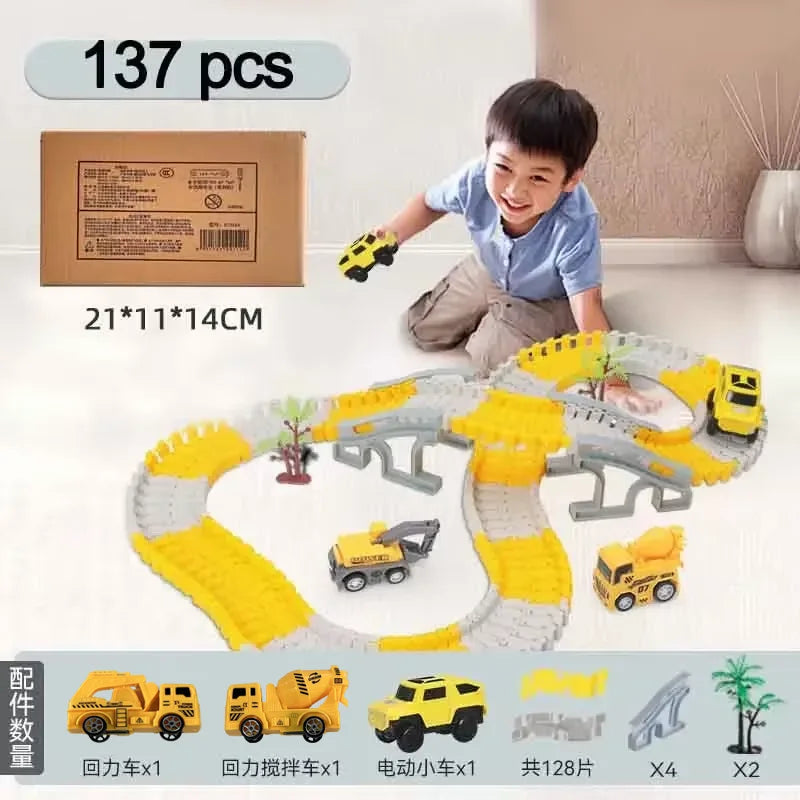137-467 peças Carrinho de brinquedo elétrico infantil com trilho, brinquedo educativo de engenharia para crianças, brinquedo de trem com trilho, presente de aniversário para crianças