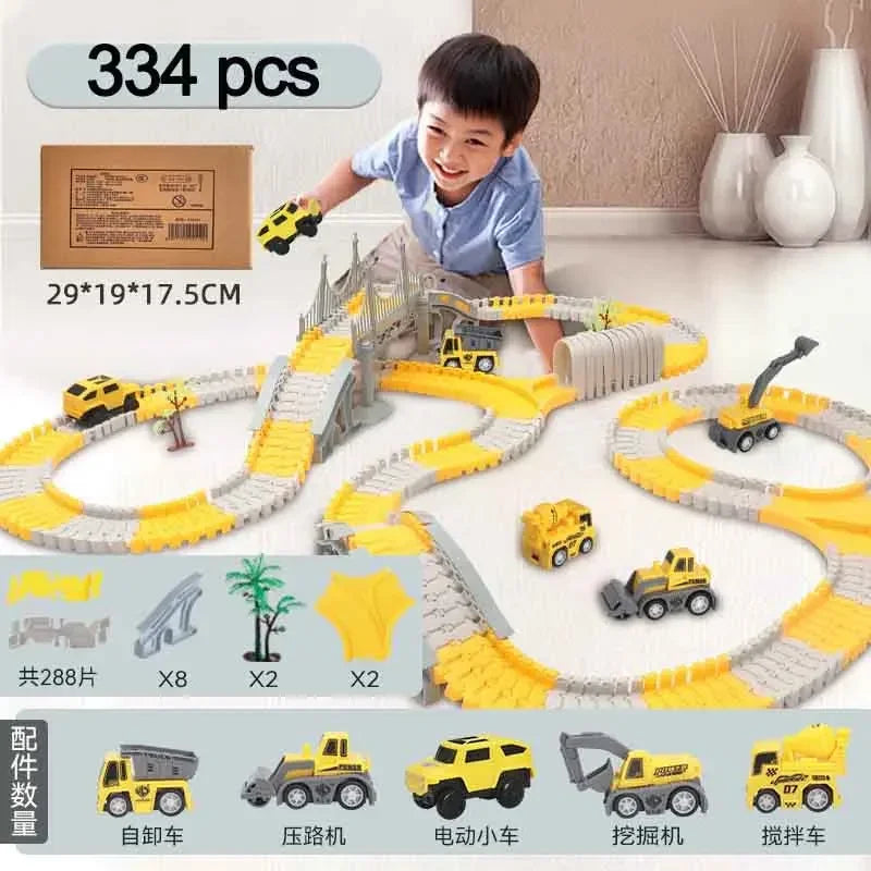 137-467 peças Carrinho de brinquedo elétrico infantil com trilho, brinquedo educativo de engenharia para crianças, brinquedo de trem com trilho, presente de aniversário para crianças
