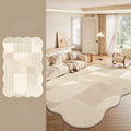 Tapete grande e grosso de pelúcia para decoração de quarto em estilo creme, ideal para estudo e sala de estar. Tapete macio e felpudo com formato irregular para sala de estar.