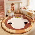 Round Rugs for Bedroom Fluffy Soft Bedside Rug Cartoon Style Living Room Decoration Cute Carpet Thick Plush Children Floor Mat