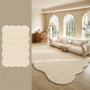 Tapete grande e grosso de pelúcia para decoração de quarto em estilo creme, ideal para estudo e sala de estar. Tapete macio e felpudo com formato irregular para sala de estar.
