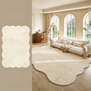 Tapete grande e grosso de pelúcia para decoração de quarto em estilo creme, ideal para estudo e sala de estar. Tapete macio e felpudo com formato irregular para sala de estar.