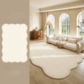 Tapete grande e grosso de pelúcia para decoração de quarto em estilo creme, ideal para estudo e sala de estar. Tapete macio e felpudo com formato irregular para sala de estar.